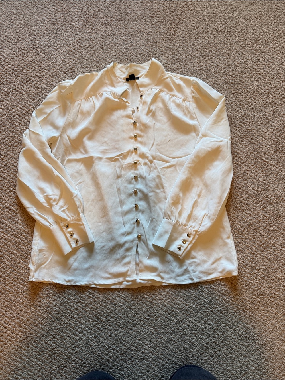 Ann Taylor Ivory Button-Front Women's Shirt